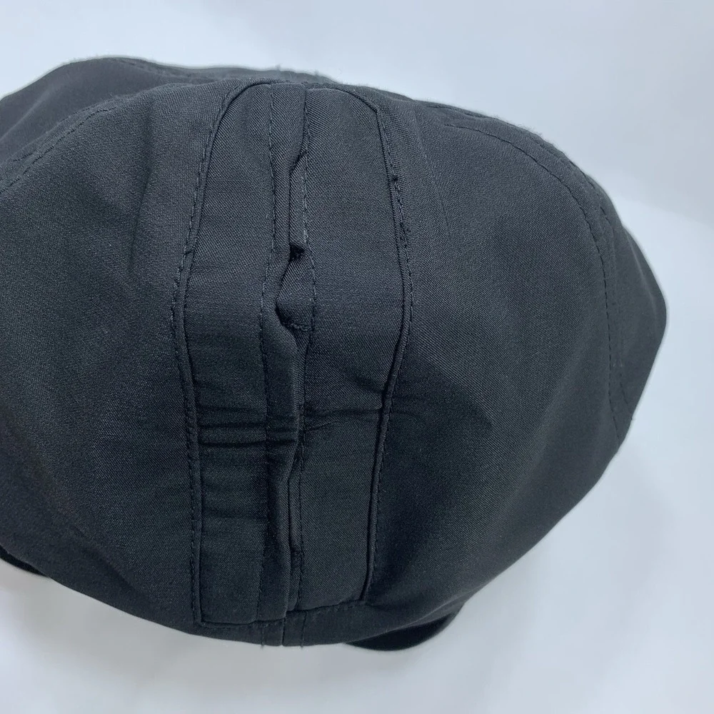 TopKnot Ponytail Hat M/L Black Stretch Fit Magnetic Opening Women's Baseball Cap